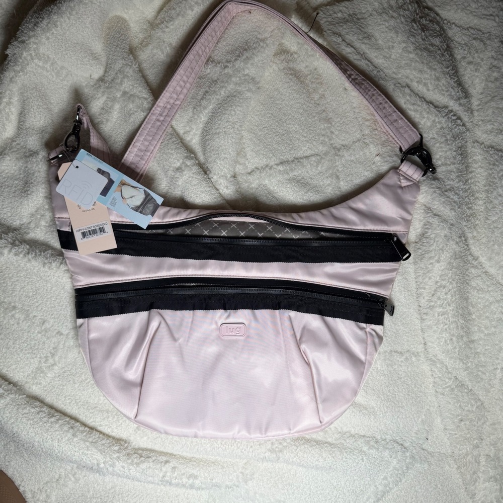 Lug Hippy Crossbody Shoulder Bag Rosegold Pink RFID NWT Adjustable Strap Hobo